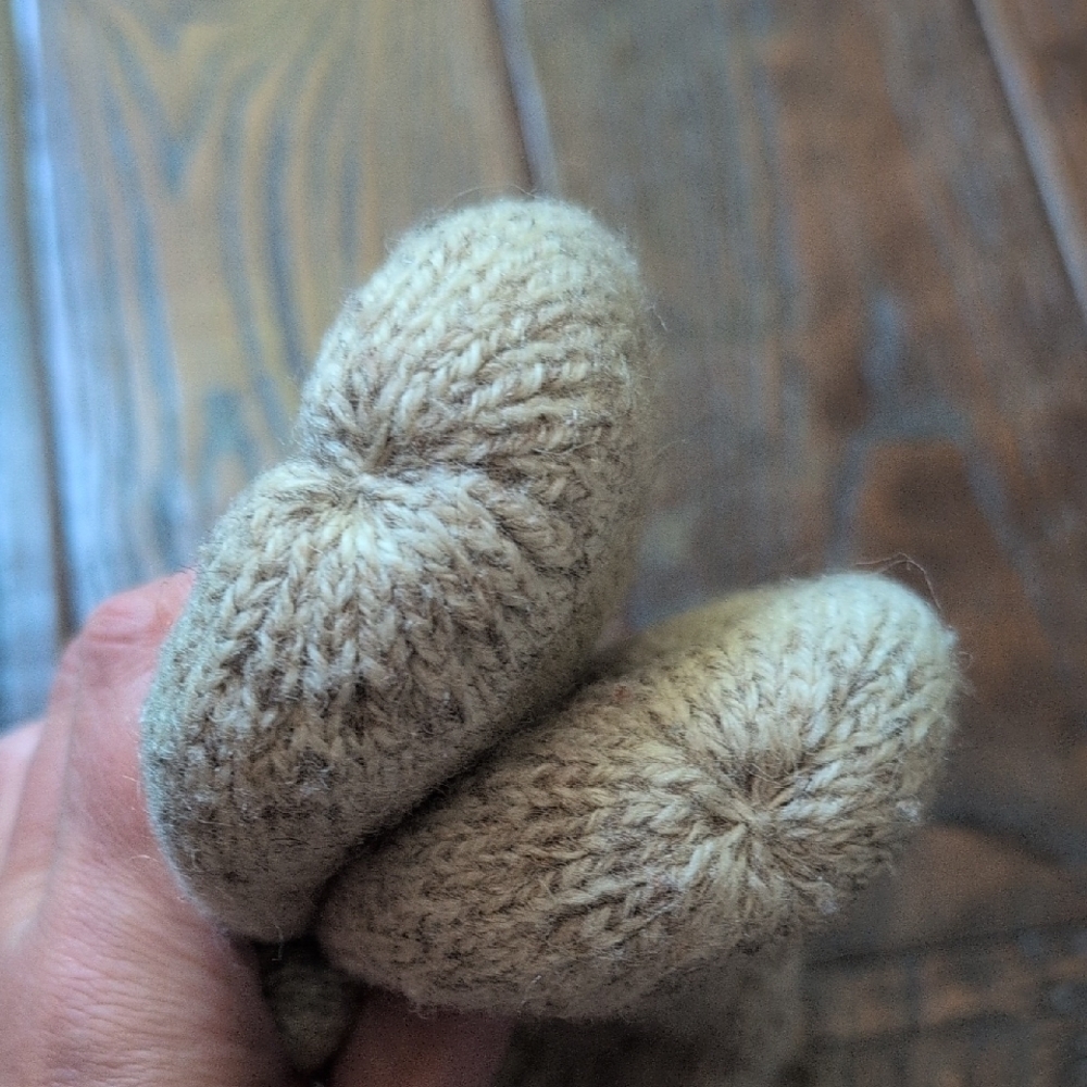 Vintage Wool Tan Heather Oatmeal Winter Mittens - Picture 8 of 11